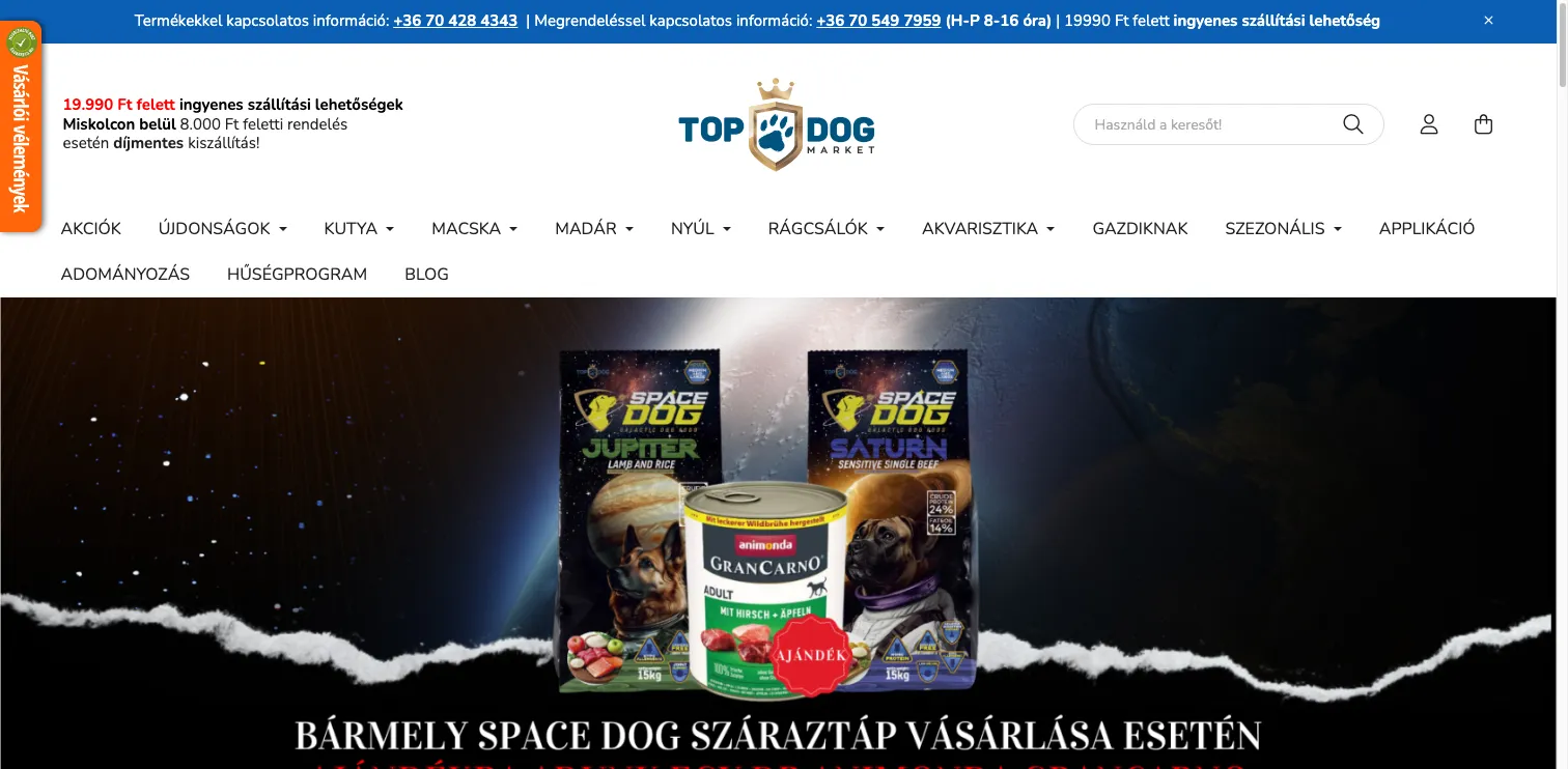 TopDogMarket webáruház